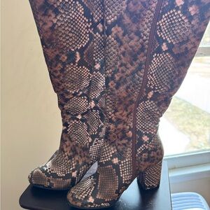 NWOT Snakeskin Pattern Knee-High Boots